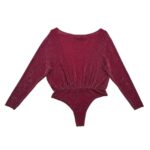 Pretty Little Thing Body Burgundowe Błyszczące 46 EU - zdjęcie 3