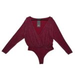 Pretty Little Thing Body Burgundowe Błyszczące 46 EU - zdjęcie 1