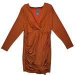 Sukienka Z Marszczeniem Pomarańczowa Błyszcząca - zdjęcie 1