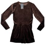 Welurowa Brązowa Sukienka ONE SIZE - zdjęcie 2