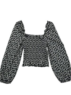 New Look Bluzka Damska Czarna Wzór Stokrotki S 36 EU - zdjęcie 2