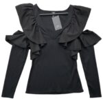 River Island Czarny Sweterek z Falbanami M 38 EU - zdjęcie 1