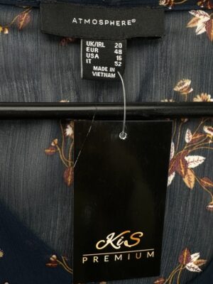 Primark Granatowa Bluzka z Kwiatowym Wzorem 48 EU - zdjęcie 2
