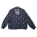 Primark Granatowa Bluzka z Kwiatowym Wzorem 48 EU