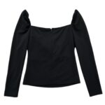 Czarna Elegancka Bluzka z Marszczonnymi Rękawami L 40 EU - zdjęcie 3