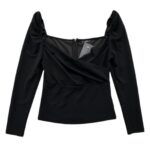 Czarna Elegancka Bluzka z Marszczonnymi Rękawami L 40 EU - zdjęcie 1