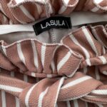 Lasula Beżowe Spodnie w Paski z Wysokim Stanem XL 42 EU - zdjęcie 2