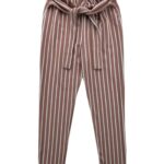 Lasula Beżowe Spodnie w Paski z Wysokim Stanem XL 42 EU - zdjęcie 1