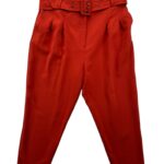 Topshop Pomarańczowe Spodnie z Wysokim Stanem i Paskiem XL 42 EU - zdjęcie 1