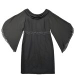 Alba Moda Sukienka Wieczorowa Czarna Szerokie Rękawy L 40 EU - zdjęcie 1