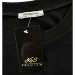 Zara Czarna Koszulka  Prążkowana z Perełkami L 40 EU - zdjęcie 2