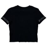 Zara Czarna Koszulka  Prążkowana z Perełkami L 40 EU - zdjęcie 4