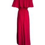 Czerwona Sukienka z Odkrytami Ramionami - zdjęcie 2