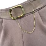 Spodnie Damskie Dresowe Brązowe Pasek - zdjęcie 3