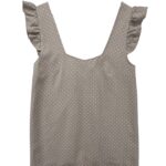 Simplicity Top Bluzka Damska Marszczenie Groszki Beżowa L 40 EU - zdjęcie 1