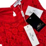 Pink Boom Czerwona Koszulka Trapezowa z Koronką S 36 EU - zdjęcie 3