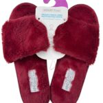 Primark Kapcie Damskie Futrzane Memory Foam 38 39 Bordowe - zdjęcie 1