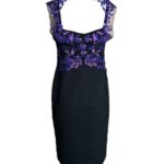 Alexon Czarna Elegancka Sukienka Haftowana L 40 EU - zdjęcie 2