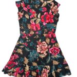 Czarna Rozklosozwana Sukienka w Kwiaty L 40 EU - zdjęcie 3