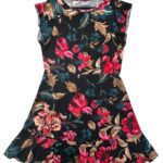 Czarna Rozklosozwana Sukienka w Kwiaty L 40 EU - zdjęcie 1