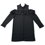 Topshop Czarna Sukienka z Falbanami i Odkrytymi Ramionami M 38 EU - zdjęcie 1