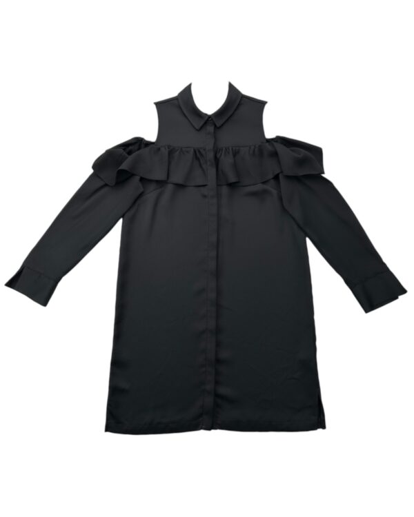 Topshop Czarna Sukienka z Falbanami i Odkrytymi Ramionami M 38 EU