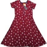 Sukienka Damska Maxi Bordowa Liście Wzór L 40 EU - zdjęcie 1