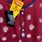 Sukienka Damska Maxi Bordowa Liście Wzór L 40 EU - zdjęcie 3