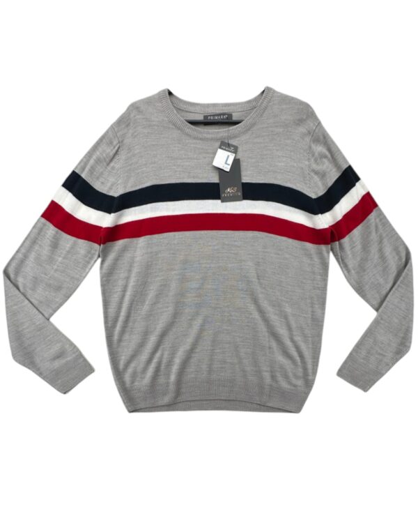 Primark Sweter Męski Szary Z Paskami L 40 EU