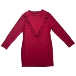 Sukienka Damska Bordowa Z Falbaną XXL 44 EU - zdjęcie 1