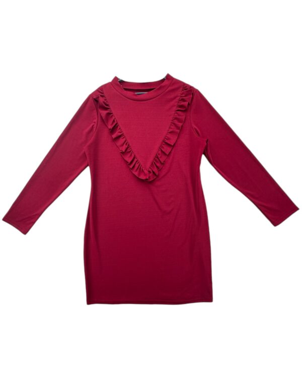 Sukienka Damska Bordowa Z Falbaną XXL 44 EU