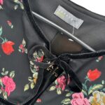 Papaya Sukienka Damska Czarna Kwiaty Wzór Bufiaste Rękawy L 40 EU - zdjęcie 2