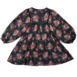 Papaya Sukienka Damska Czarna Kwiaty Wzór Bufiaste Rękawy L 40 EU - zdjęcie 3