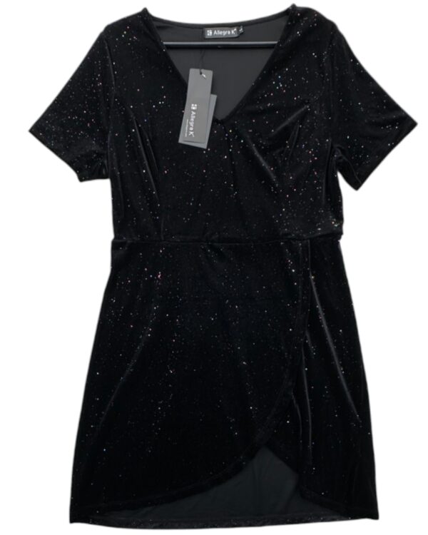 Allegra K Sukienka Damska Czarna Brokat L 40 EU