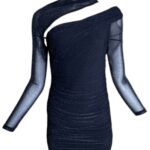 Sukienka Wieczorowa Czarna Brokat L 40 EU - zdjęcie 1