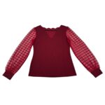 Bluzka Damska Bordowa Elegancka Siateczka S 36 EU - zdjęcie 1