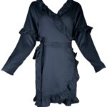 Boohoo Sukienka Czarna Kopertowa Falbanki XXL 44 EU - zdjęcie 1