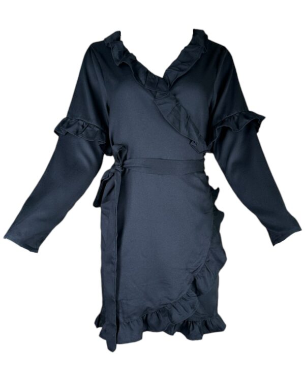 Boohoo Sukienka Czarna Kopertowa Falbanki XXL 44 EU