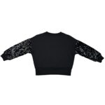 FF Bluza Dziecięca Czarna Cekinowe Rękawy 128 CM 7 8 LAT - zdjęcie 3