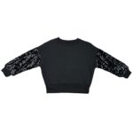 FF Bluza Dziecięca Czarna Cekinowe Rękawy 128 CM 7 8 LAT - zdjęcie 1