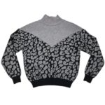 Sweter Damski z Cekinami Panterka Szaro Czarny - zdjęcie 2