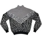 Sweter Damski z Cekinami Panterka Szaro Czarny - zdjęcie 1