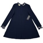 Ax Paris Sukienka Granatowa Kwiaty Kołnierz M 38 EU - zdjęcie 3