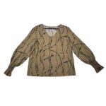 Bluzka Damska Bufiaste Rękawy Wzór Beżowa M 38 EU - zdjęcie 1