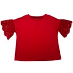 George Bluzka Damska Czerwona Koronkowe Rękawy Rozmiar XXL 48 EU - zdjęcie 1