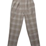 Spodnie Damskie Beżowe w Kratę Eleganckie Rozmiar S 36 EU - zdjęcie 1