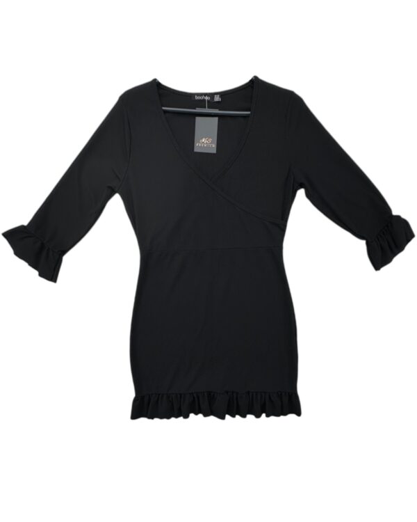 Boohoo Sukienka Czarna Falbanki L 40 EU