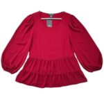 Primark Czerwona Tunika z Bufiastymi Rękawami M 38 EU - zdjęcie 1