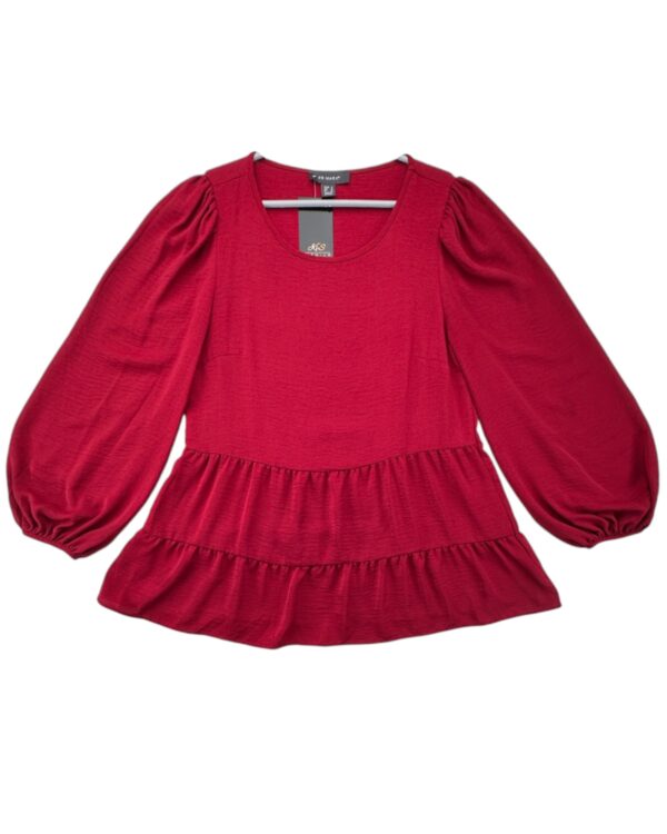 Primark Czerwona Tunika z Bufiastymi Rękawami M 38 EU