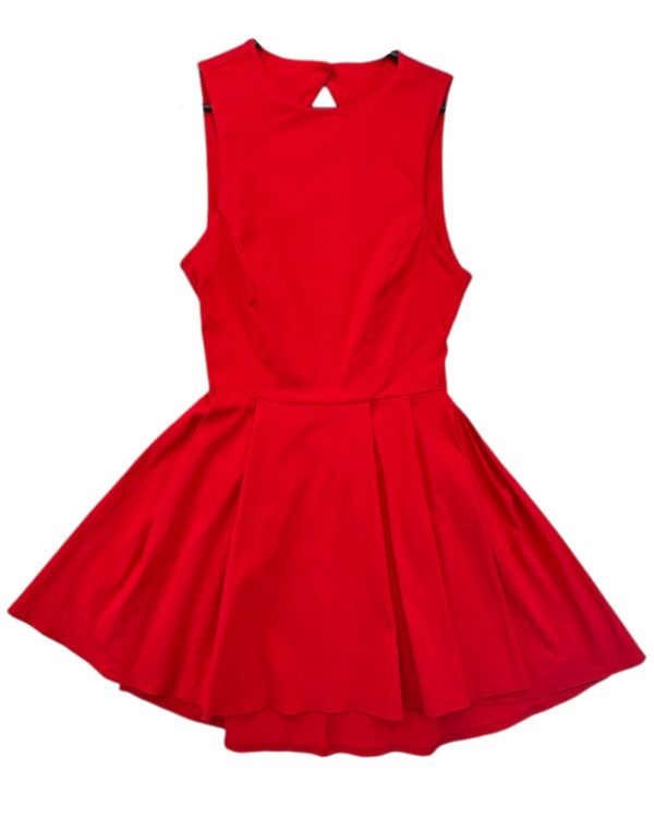 Boohoo Czerwona Rozkloszowana Sukienka z Odkrytymi Plecami L 40 EU